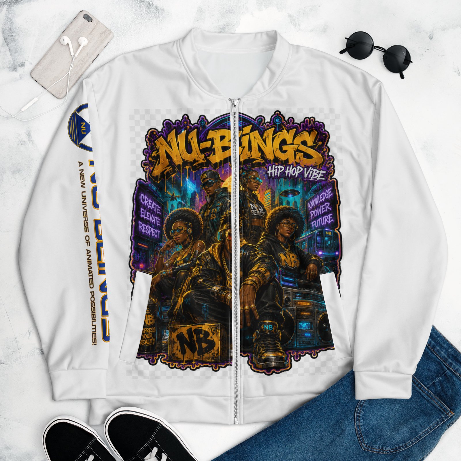 NU-BEINGS Hip Hop Vibes Bomber Jacket - Image 5