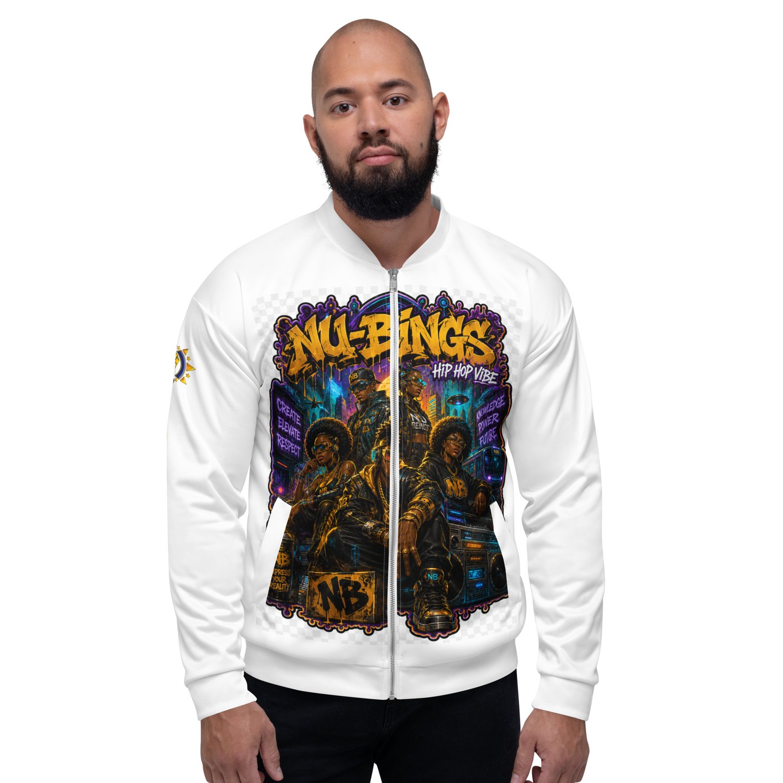 NU-BEINGS Hip Hop Vibes Bomber Jacket - Image 9