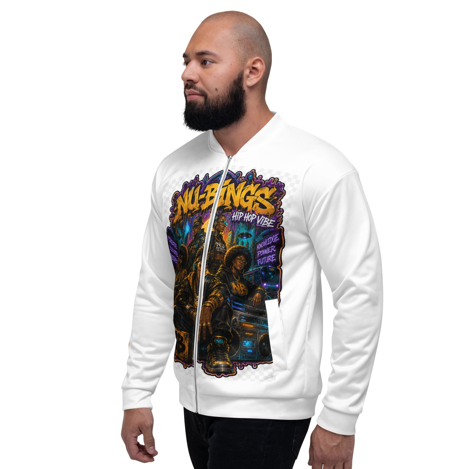 NU-BEINGS Hip Hop Vibes Bomber Jacket - Image 11